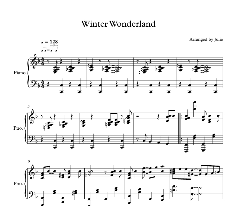 Winter Wonderland(크리스마스 캐롤)  피아노 악보