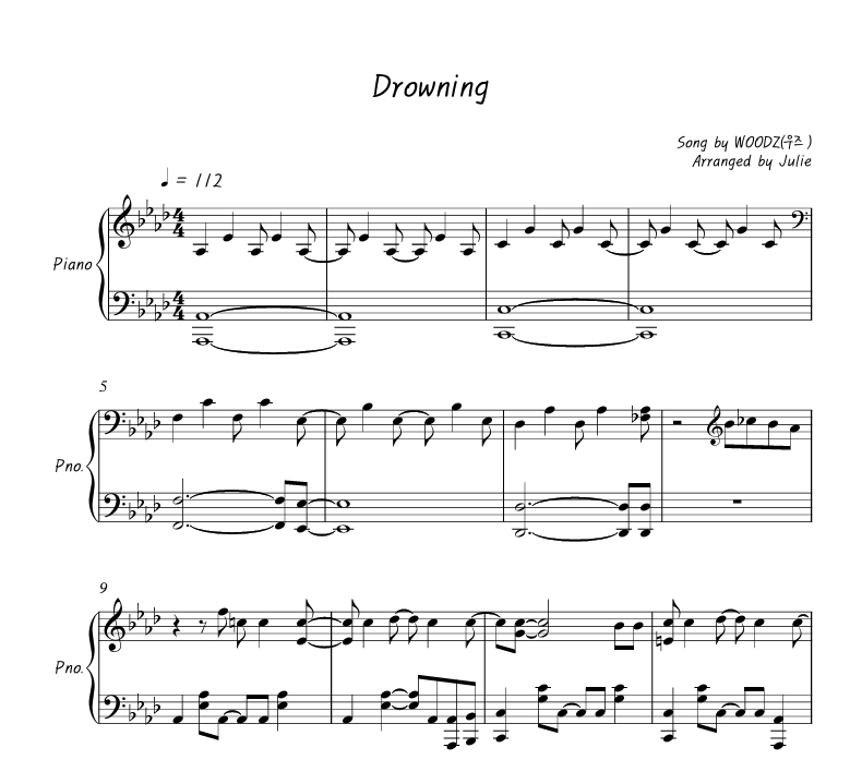 Drowning - WOODZ 피아노 악보