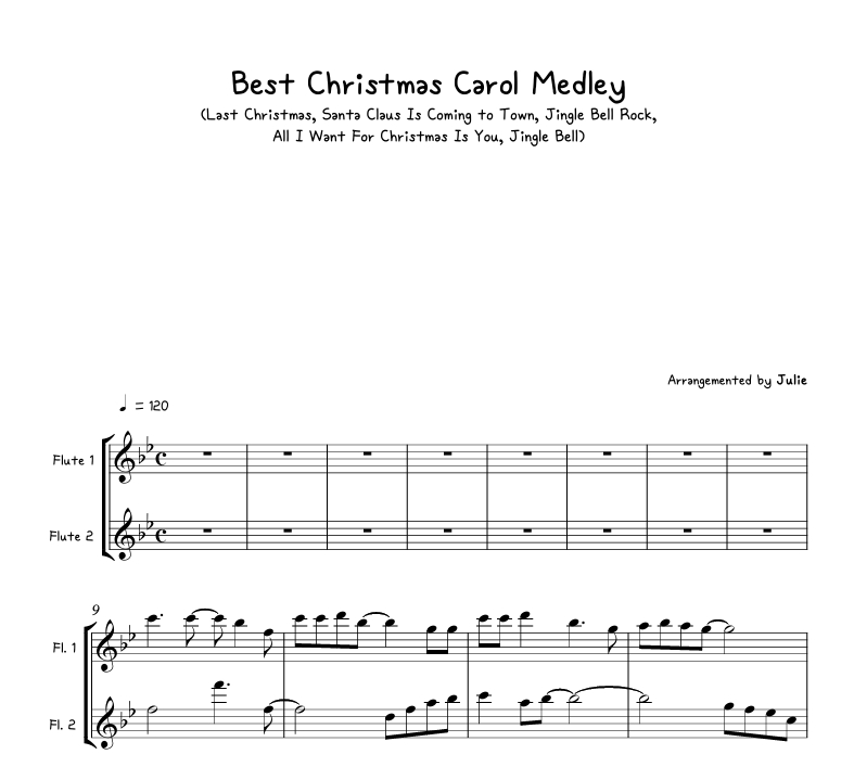 Best Christmas Carol Medley(캐롤 메들리) 플룻 2중주 악보
