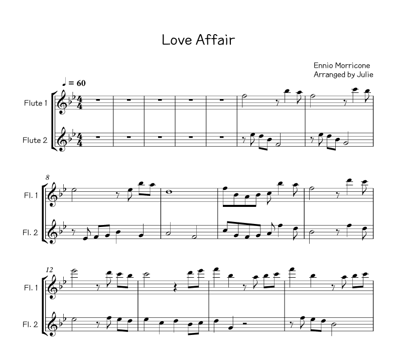 Love Affair(러브 어페어 OST) - Ennio Morricone 플룻 2중주 악보